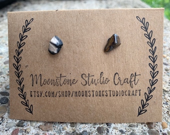 Petrified Wood Stud Earrings - Petrified Wood Jewelry - Wood Earrings - Wood Jewelry - Stainless Steel Stud Earrings