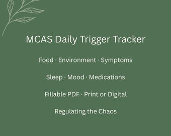 Suivi des déclencheurs quotidiens MCAS | Alimentation, Environnement, Symptômes, Sommeil, Humeur (PDF à remplir)
