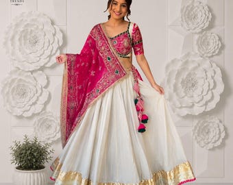 Navratri Roman Silk Lehenga Choli, 6 Meter Flair