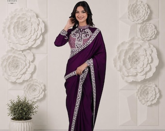 Ready-to-Wear Rangoli Saree with Embroidery Sequence Work & Designer Blouse