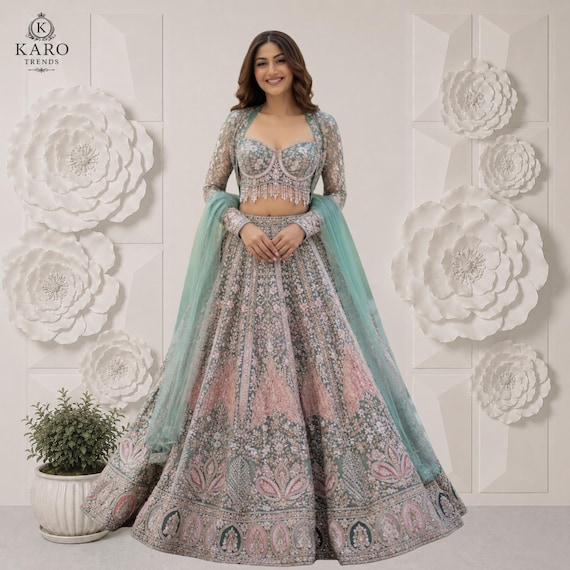 Kasturi Silk Lehenga Choli: Heavy Embroidery, Sequins, Pearl Work – Festive Wear