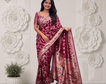 Pure Viscose Dolla Silk Saree: Meenakari Weaving, Rich Pallu, Tassel Detail