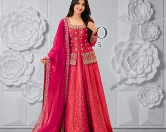 Pink Roman Silk Embroidered Lehenga Choli Set |