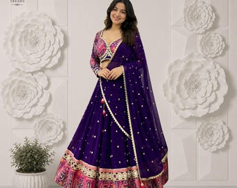 Designer Navratri Lehenga Choli Set for Women | Sequins & Foil Mirror Work Georgette Lehenga