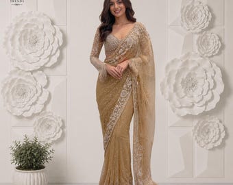 Bollywood Blockbuster Butterfly Net Sequins Embroidery Saree with Designer Pallu