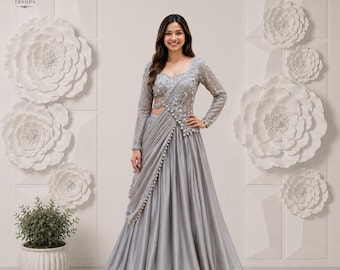 Embroidered Silk Lehenga Choli Set | Sequins Work Designer Wedding Outfit