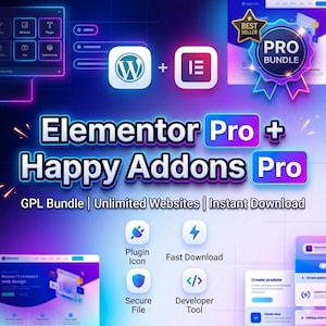 Elementor Pro + Happy Addons Pro GPL Bundle (Unlimited Websites)