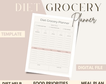 Weight Loss Tool | Grocery Planning | Diet Shopping List | Printable Plan | Meal Plan