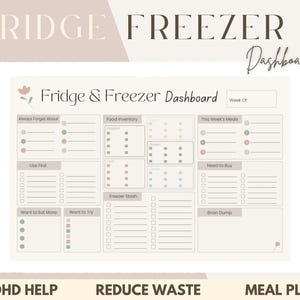 Fridge and Freezer Planner/Notion Dashboard | Weekly Meal plan |Busy moms l Adhd planner| Fridge Food Tracking | Grocery |Food checklist