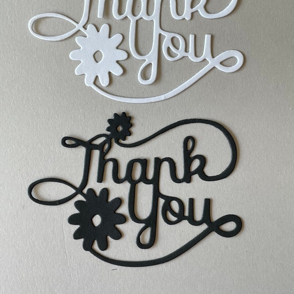 Thank You Paper Die Cut Embellishment for Scrapbooking, Card Making, Wedding, Cupcake Topper, Paper Cut Out