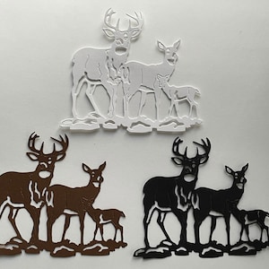 Papier découpé cerf, recto de cartes, papier découpé, embellissements pour scrapbooking, fabrication de cartes, arbre découpé, scène d'hiver