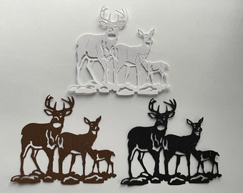 Paper Deer Die Cut, Card Fronts, Paper Cut Outs, Embellishments for Scrapbooking, Card Making, Tree Die Cut, Winter Scene