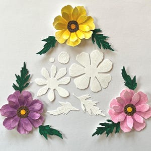 6-teiliges Aquarellpapier Blumen Die Cut Kit ~ Aquarell-Rohlinge ~ Blumen Ausschnitte ~ Florale Die Cuts ~ Scrapbooking ~ Kartenherstellung ~ Junk Journal