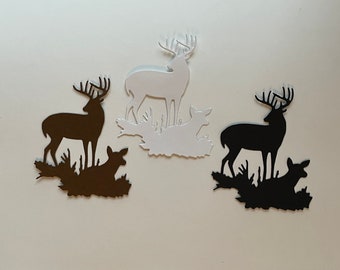 Paper Deer Die Cut, Card Fronts, Paper Cut Outs, Embellishments for Scrapbooking, Card Making, Tree Die Cut, Winter Scene, Junk Journal