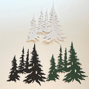 Pine Tree Paper Die Cuts, Card Front, Tree Cut Outs, For Card Making & Scrapbooking