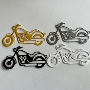 Enfeite de motocicleta de papel recortado para scrapbook, criação de cartões, topo de cupcake