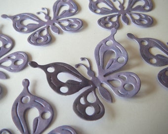6 Purple Butterfly Die Cut Embellishments for Scrapbooking, Card Making, Cupcake Topper