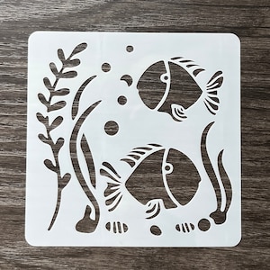 Fish Stencil Pattern, Reusable Stencil, Art Stencil, Craft Stencil, Paint Stencil, Crafting Stencil, Wall Stencil, Mylar Stencil Template