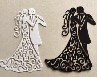 Bride and Groom Die Cut Embellishment for Scrapbooking, Card Making, Wedding, Junk Journal, Cupcake Topper, Paper Cut Out, Bridal Shower