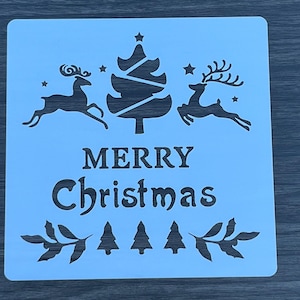 Merry Christmas Stencil Pattern / Reusable Stencils / Art Stencil / Craft Stencil / Paint Stencils / Crafting Stencils / Wall Stencils