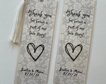 12-50ct Personalized Wedding Bookmark, Bridal Shower Bookmark, Custom Wedding Favors, Gift for Wedding Guests, Gift for Bridal Shower Guests