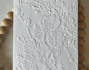 12 Embossed 3D Floral Greeting Note Cards, Flower Cards, Gift, Stationary, Blank Card, Greeting Card Set
