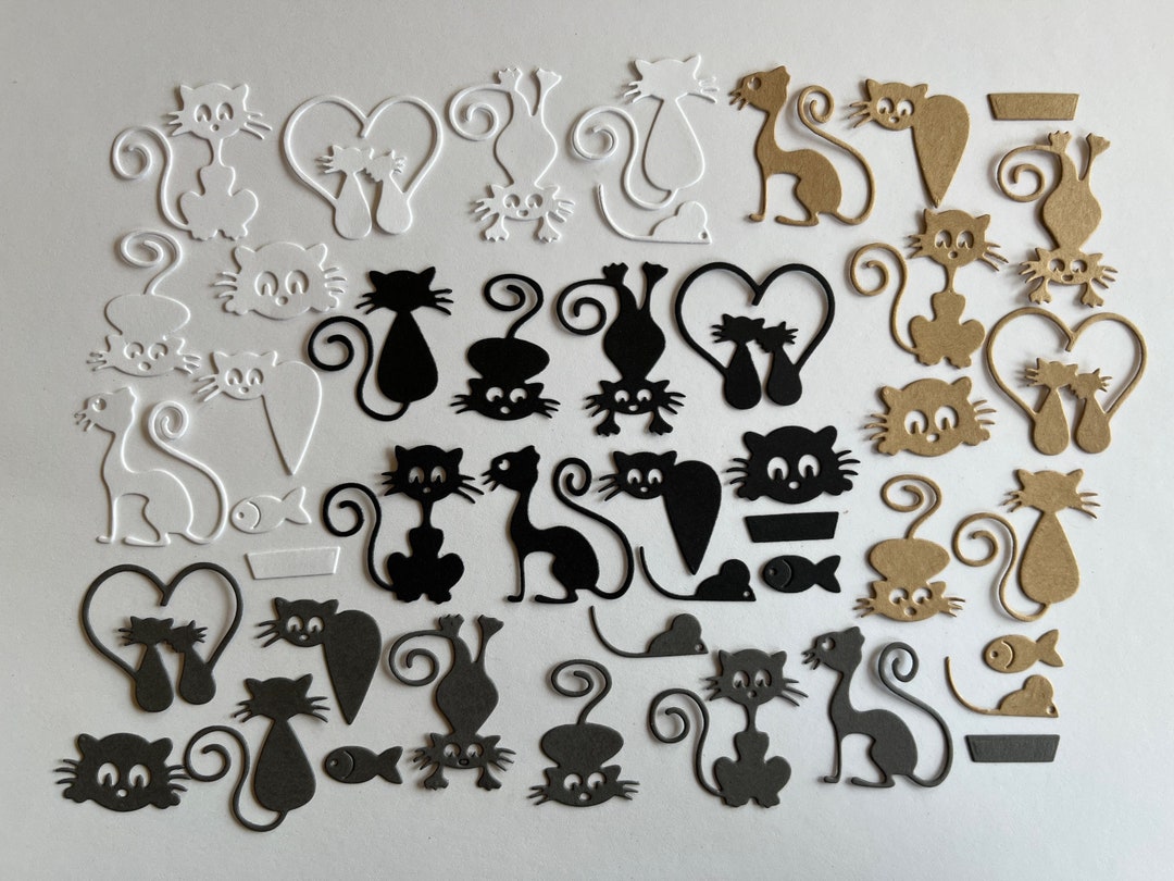 11pc. Cat Die Cut ~ Paper Cut Out ~ Card Embellishment ~ Scrapbook ...