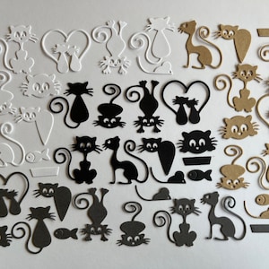 11 st. Kat gestanst ~ Papieruitsnede ~ Kaartversiering ~ Plakboekversiering ~ Junkjournaal