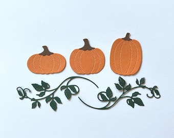 5pc. Pumpkin & Leaves Die Cuts, Pumpkin Cut Outs, Fall Embellishment, Leaves, Card Embellishments, Scrapbooking, Card Making, Junk Journal