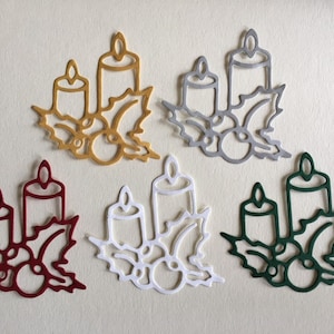 Bougie de Noël découpée ~ Embellissement sur le devant de carte de Noël ~ Papier de Noël découpé ~ Découpe de Noël ~ Embellissements de journaux indésirables