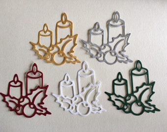 Christmas Candle Die Cut ~ Christmas Card Front Embellishment ~ Christmas Paper Cut Out ~ Christmas Die Cut ~ Junk Journal Embellishments