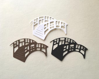 Adorno troquelado de puente para scrapbooking, creación de tarjetas, portadas de tarjetas, recortes de papel, adornos de tarjetas y diarios basura.