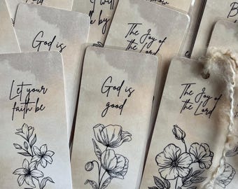 6 Religious Flower Bookmarks, Gift for Friend, Birthday Gift, Gift for Book Lover, Gift for Mom, Bible Verse Bookmarks, Scripture