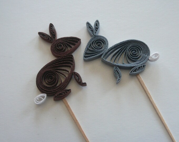Paper Quilled Easter Bunny Rabbit Cupcake Topper Table Etsy