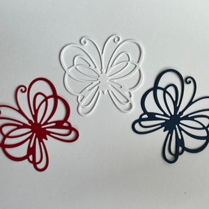 Papieren vlinderstansen, 4 juli-decoraties, versieringen voor scrapbooking, kaarten maken, cupcaketopper, verjaardagskaart, rommeljournaal