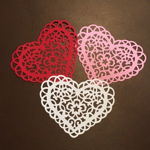 Saint-Valentin coeur découpé ~ coeur en papier découpé ~ embellissements pour scrapbooking, fabrication de cartes, décorations de cupcakes et de table