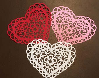 Recorte de Coração para o Dia dos Namorados ~ Recorte de Coração em Papel ~ Enfeites para Scrapbooking, Confecção de Cartões, Decoração de Cupcakes e Decoração de Mesas