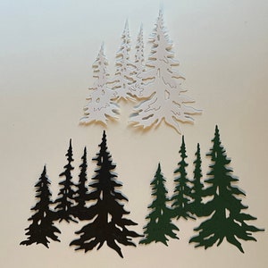 Fustelle di carta a forma di pino, fronte di biglietti, ritagli di alberi, per la creazione di biglietti e scrapbooking