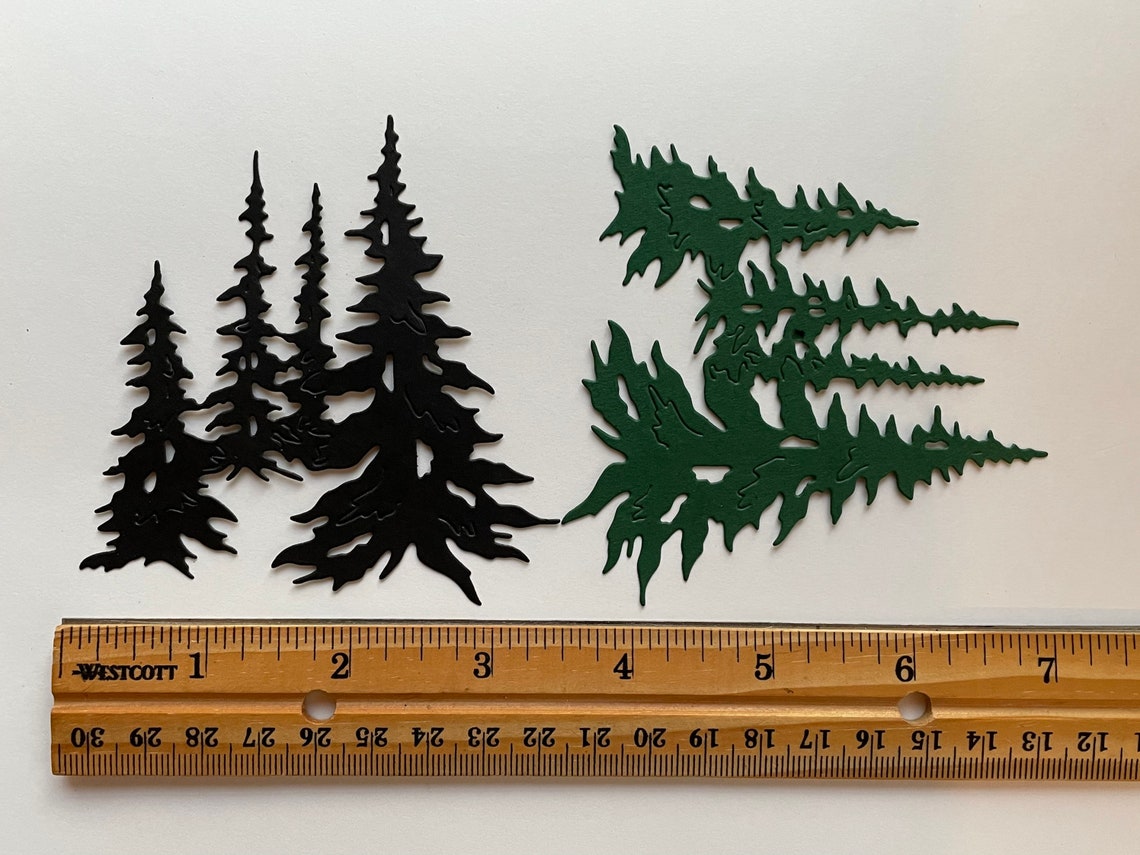 Pine Tree Paper Die Cuts Card Front Tree Cut Outs for Card Etsy