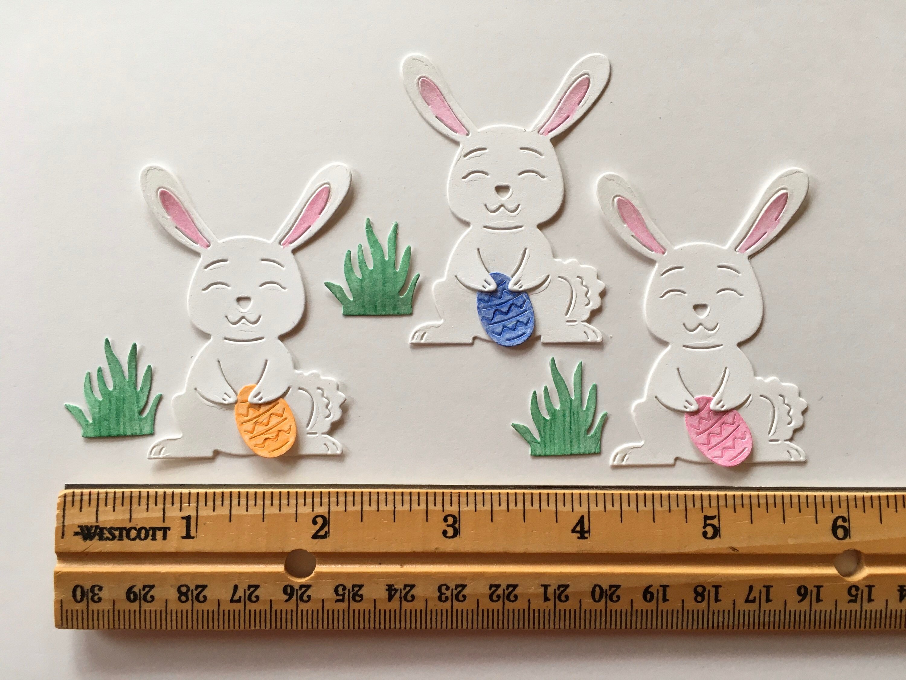 3 Easter Bunny Rabbit Die Cut Embellishments for Scrapbooking, Card ...