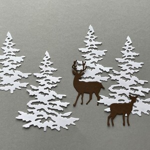 6 pezzi. Fustellati di carta a forma di pino e cervo, abbellimenti per scrapbooking, creazione di biglietti, frontali di biglietti, fustellati di alberi, scena invernale