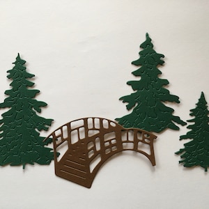 4 pièces Ensemble d'embellissements découpés avec des matrices de pins et de pont pour le scrapbooking, fabrication de cartes, recto de carte, papier découpé, embellissement de carte