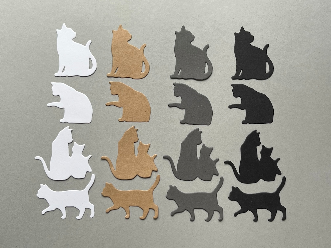 4pc. Cat Die Cut ~ Paper Cut Out ~ Card Embellishment ~ Scrapbook ...