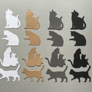 4 peças. Gato Die Cut ~ Recorte de papel ~ Enfeite de cartão ~ Enfeite de scrapbook ~ Diário de lixo