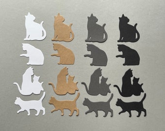 4pc. Cat Die Cut ~ Paper Cut Out ~ Card Embellishment ~ Scrapbook Embellishment ~ Junk Journal