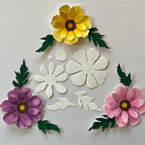 6 peças de papel para aquarela com recorte de flores ~ Blocos de aquarela ~ Recortes de flores ~ Recortes florais ~ Scrapbooking ~ Criação de cartões ~ Diário de sucata