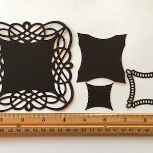 Conjunto de 4 peças de moldura de papel cortada ~ Frente do cartão ~ Enfeite de cartão ~ Recorte de papel