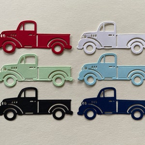 Embellissement de vieille camionnette rétro découpée avec des matrices pour le scrapbooking, la fabrication de cartes, les décorations de table
