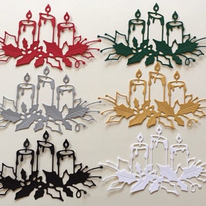 Kerstkaars gestanst ~ kerstkaartversiering voorkant ~ kerstpapier uitgesneden ~ kerststans