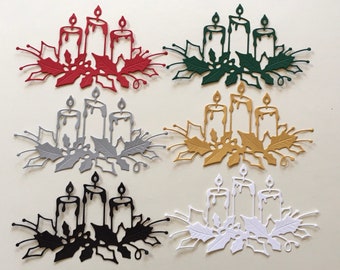 Christmas Candle Die Cut ~ Christmas Card Front Embellishment ~ Christmas Paper Cut Out ~ Christmas Die Cut